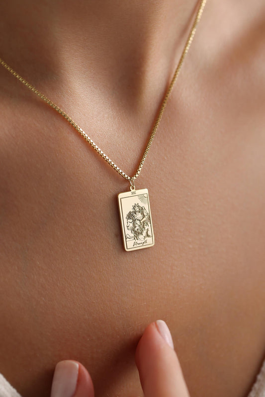 Tarot card necklace worn