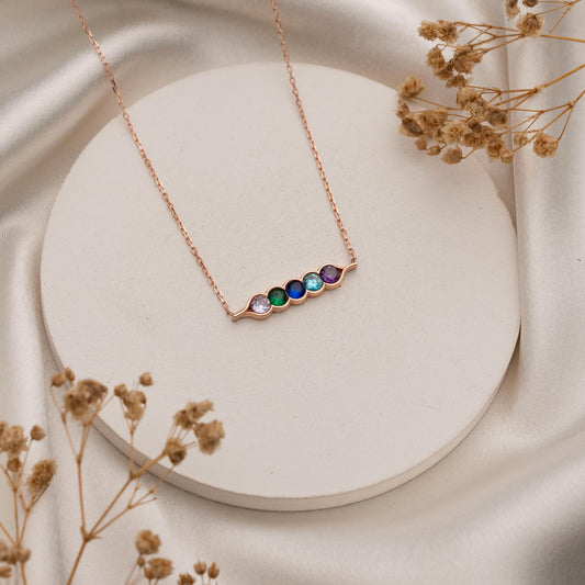 Kids birthstones set together on a fine chain