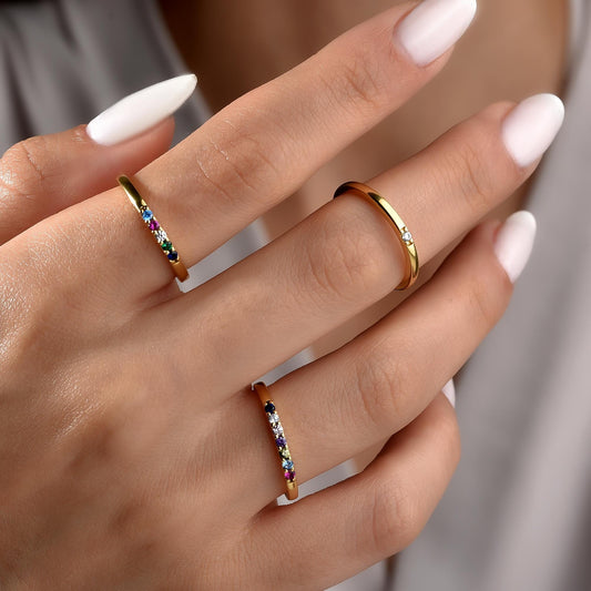 Birthstone ring worn on the hand