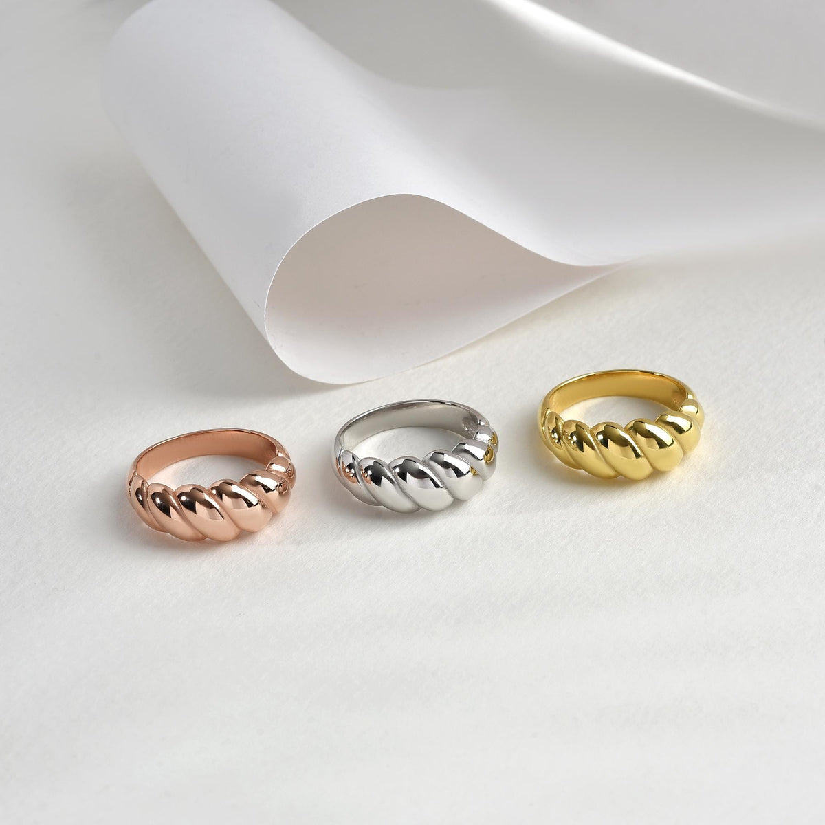 Chunky twisted ring styled for everyday wear