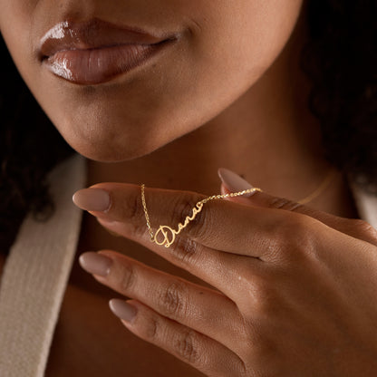 Gold script name necklace for everyday wear – view 11