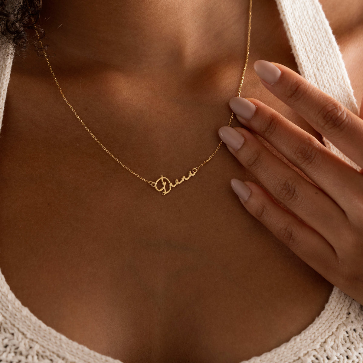 Custom name necklace in gold script – view 12
