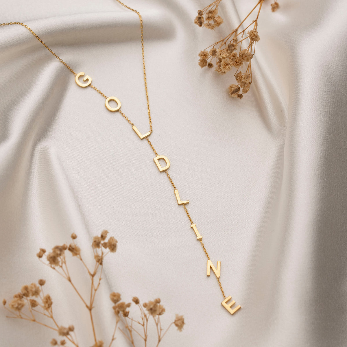 Custom gold initial letter necklace – view 2