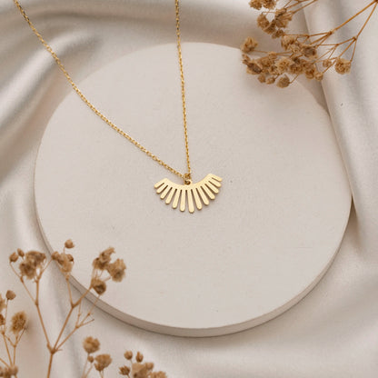 Sunburst fan necklace in 18K rose gold plated sterling silver