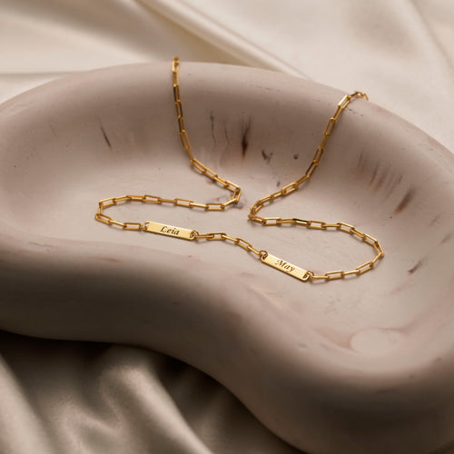 Personalized Double Name Necklace – Custom Gold Name Plate Necklace