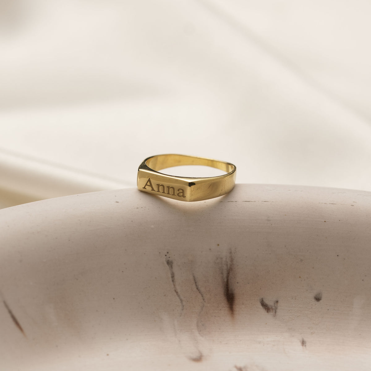 Minimalist Gold Initial Ring – Personalized Engraved Letter Ring