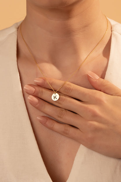 Personalized Initial Necklace – Round Letter Pendant for Women