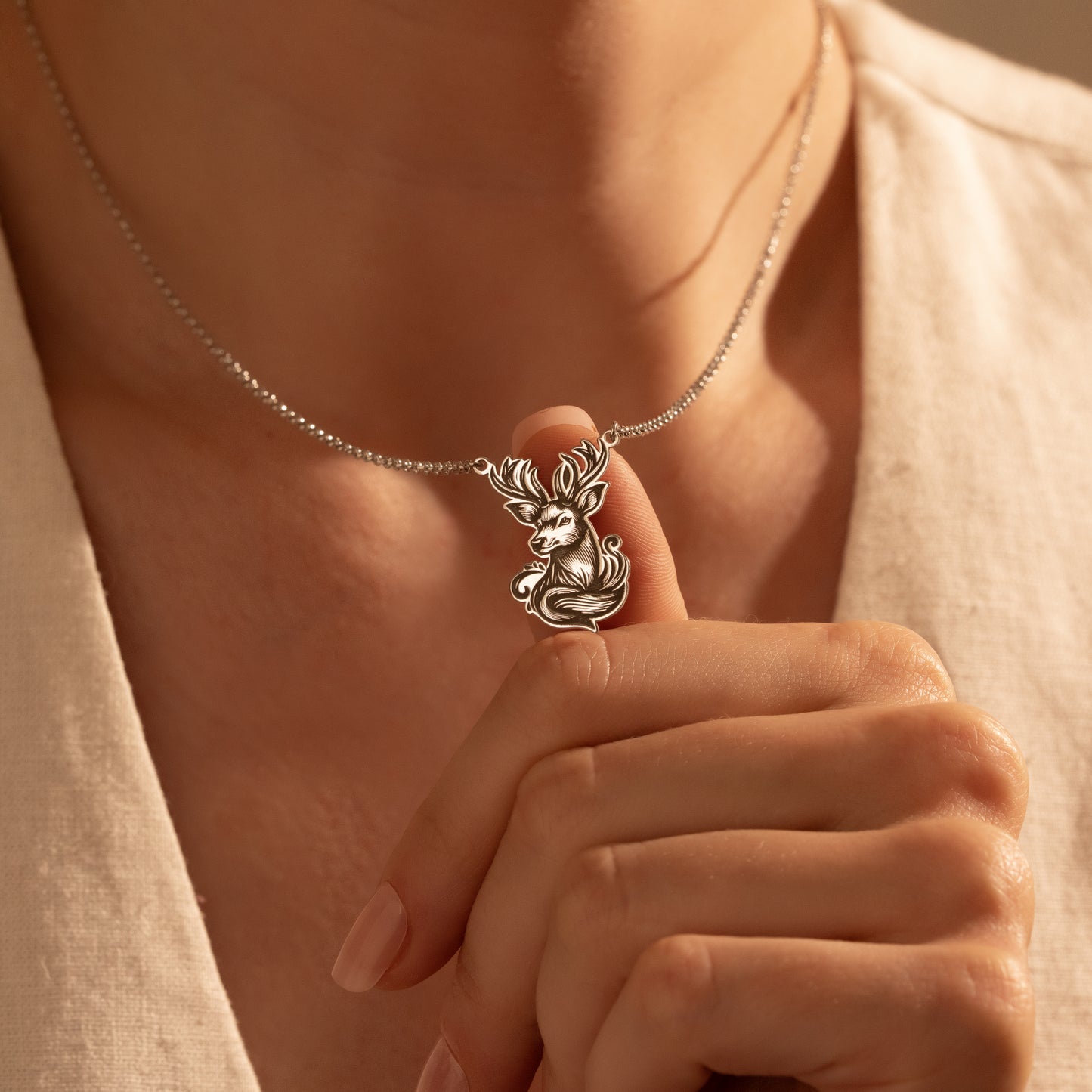 Majestic stag pendant with intricate antler detailing
