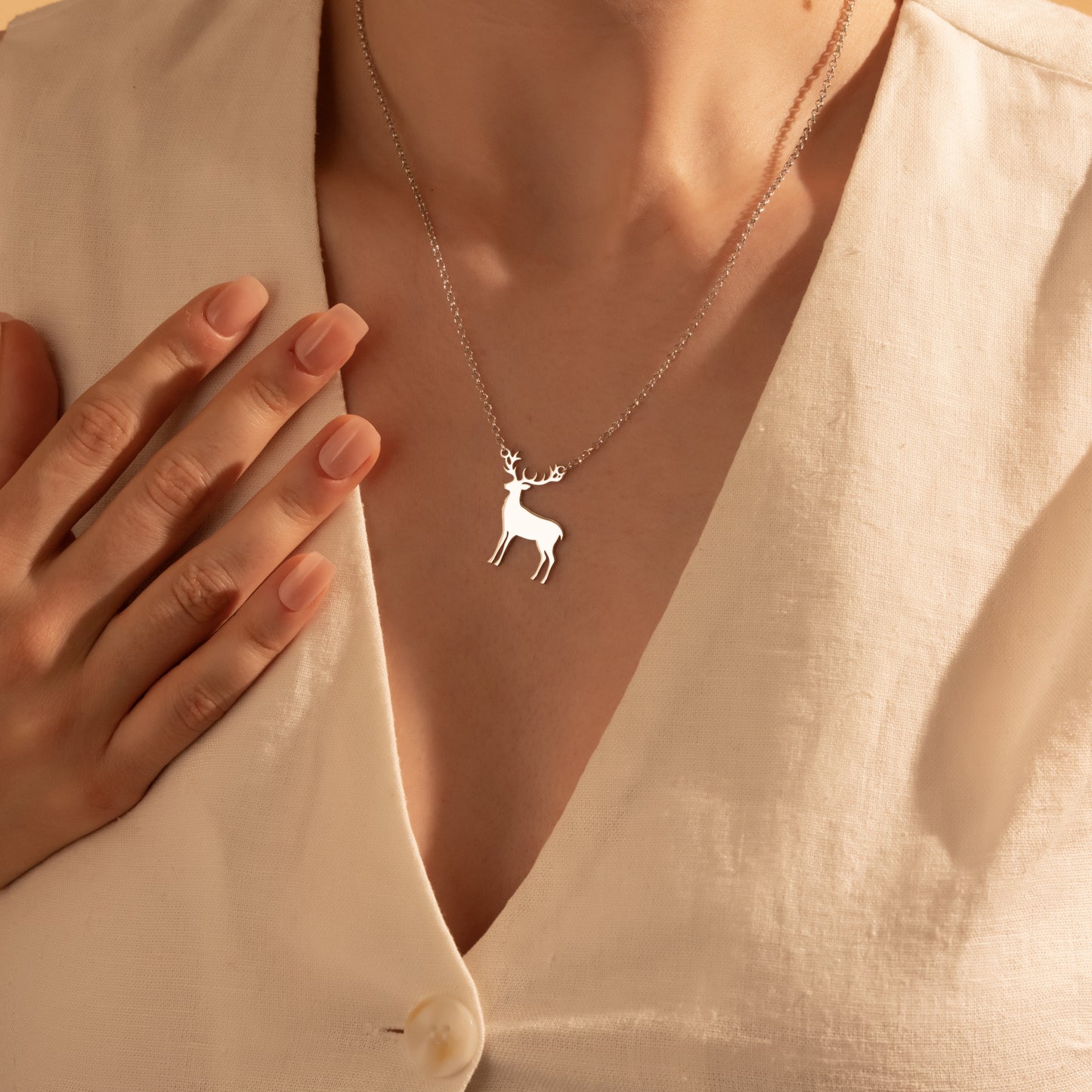 Dainty deer necklace for women