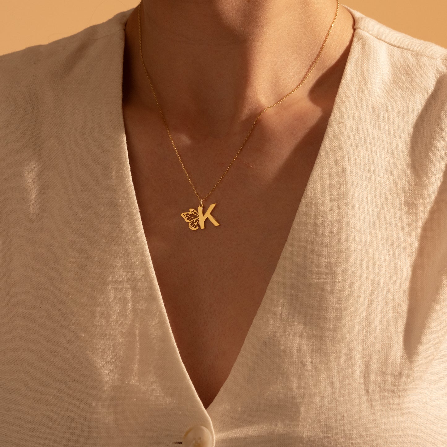 Custom butterfly initial necklace gift for her