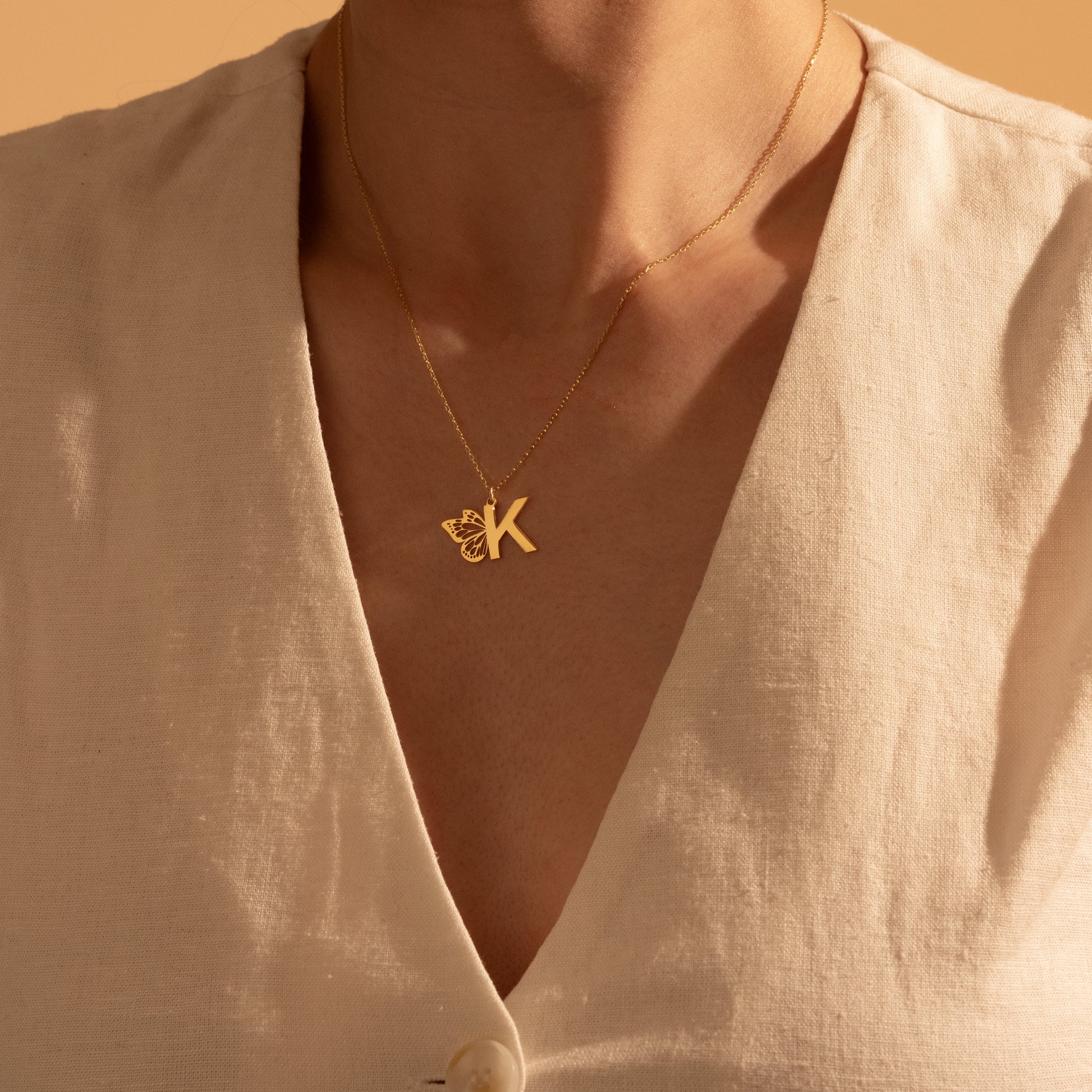 Custom butterfly initial necklace gift for her