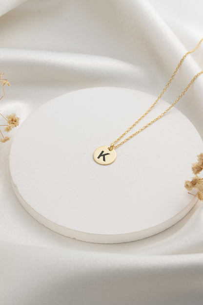 Personalized Initial Necklace – Round Letter Pendant for Women