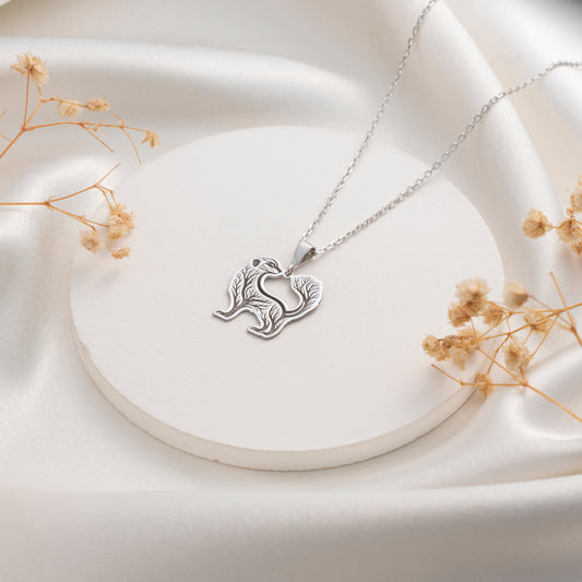 Silver Tree of Life badger pendant necklace