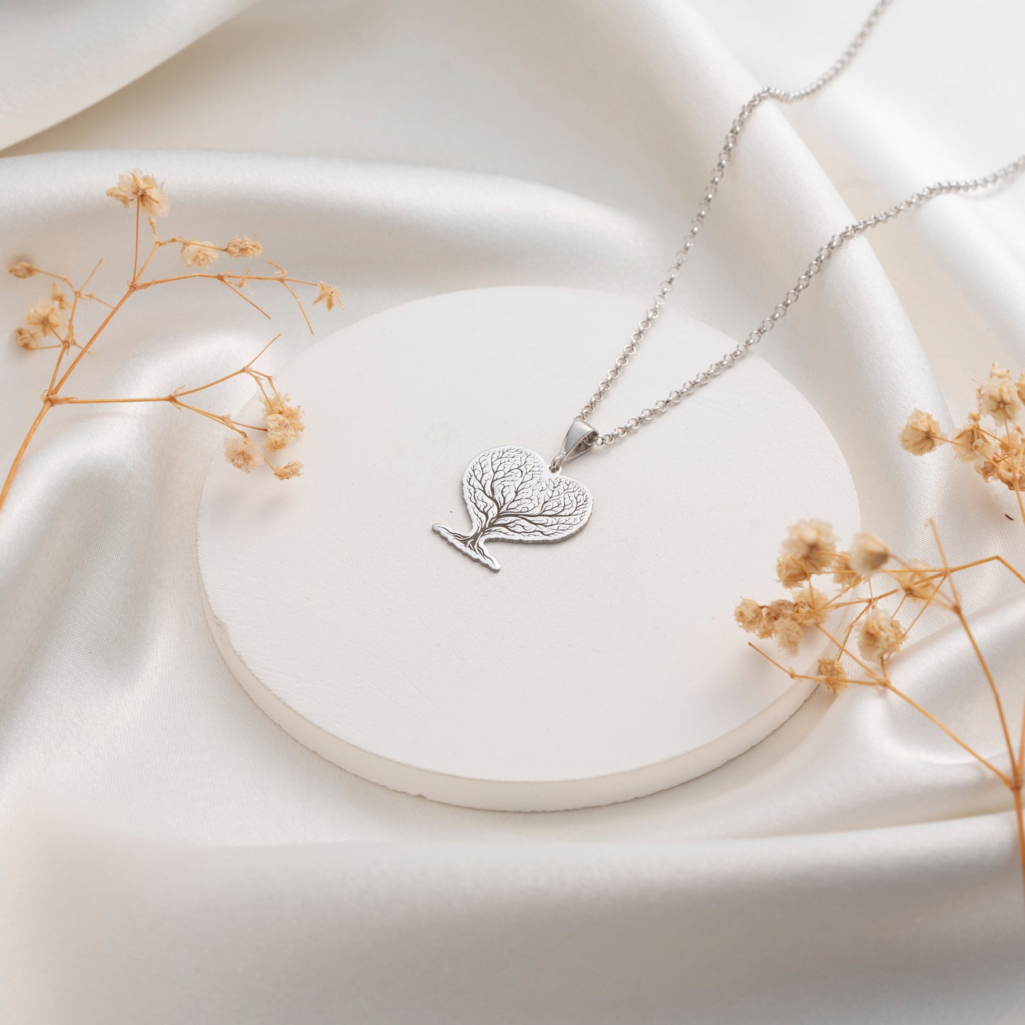 Silver Tree of Life pendant necklace with intricate branches