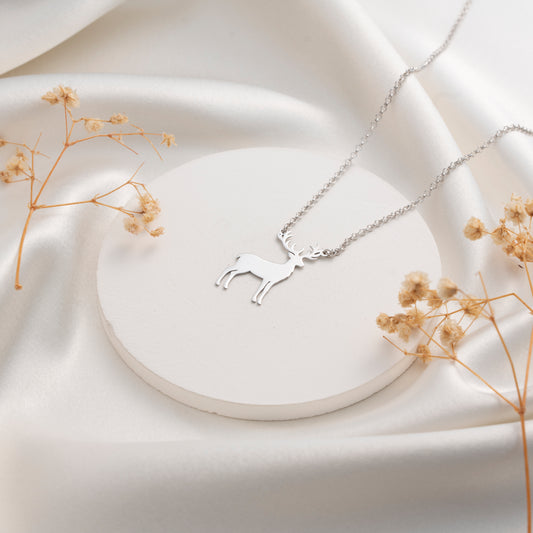 Deer pendant necklace with delicate chain