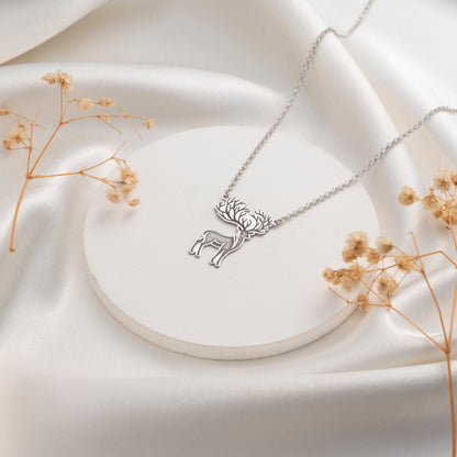 Detailed deer pendant necklace styled for everyday wear