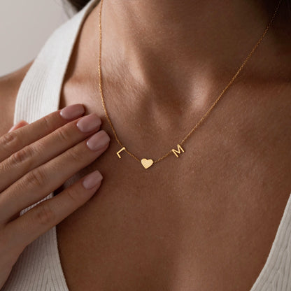Personalized Initial Heart Necklace – Custom Letter Pendant Necklace