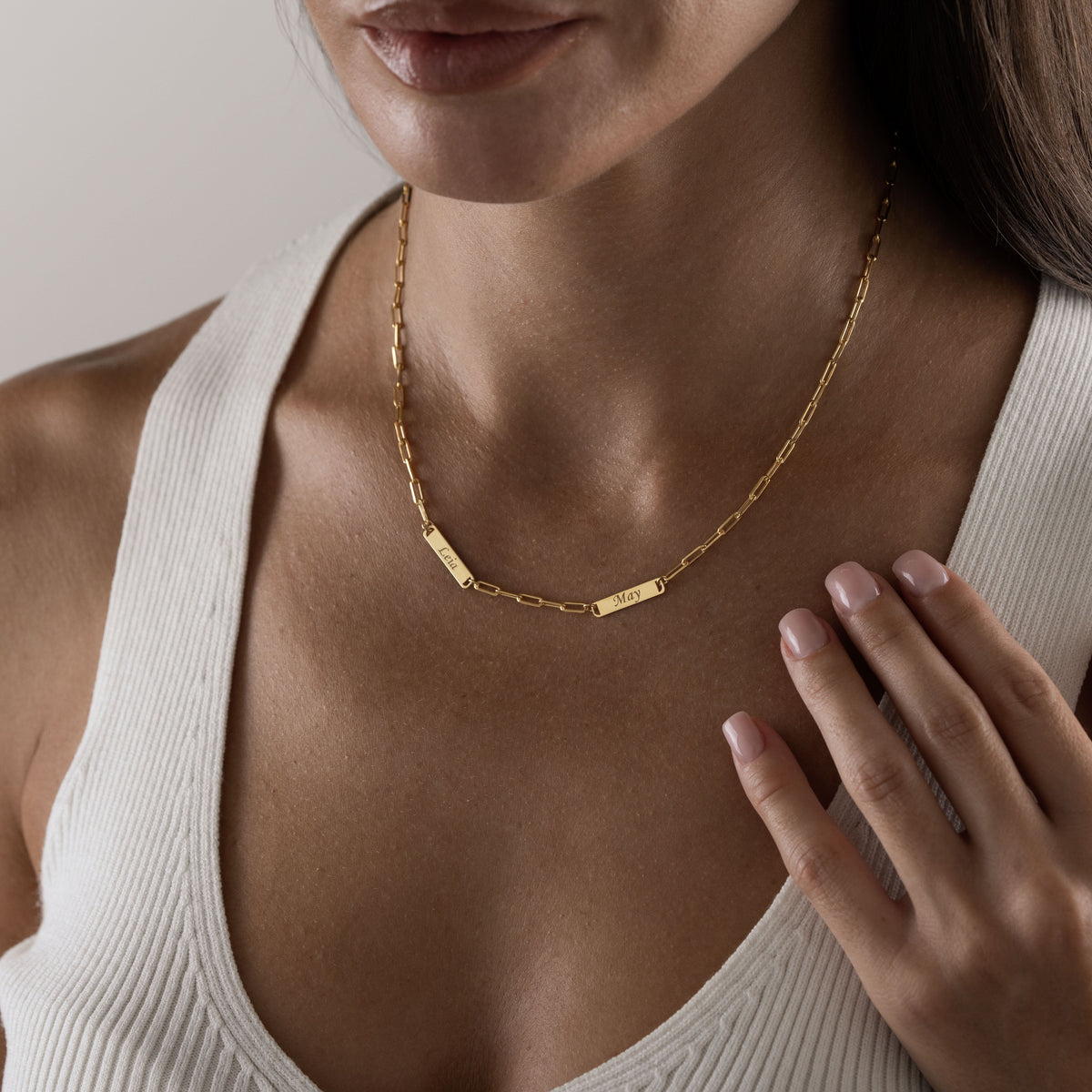 Personalized Double Name Necklace – Custom Gold Name Plate Necklace
