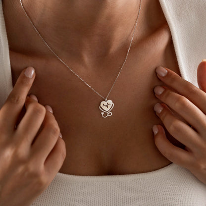 Heartbeat stethoscope necklace worn on the neck, a nurse gift