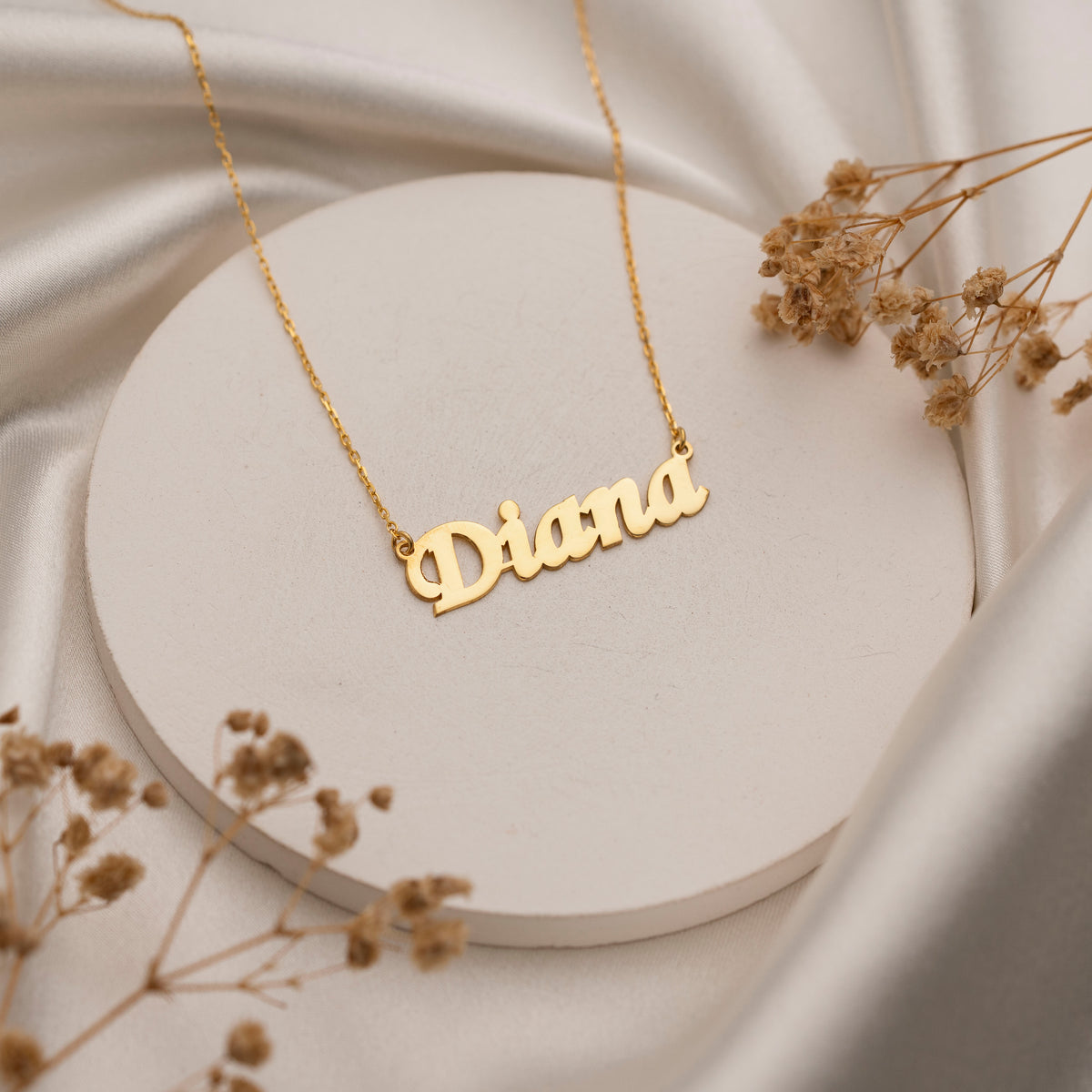 Custom gold name necklace in script lettering – view 2