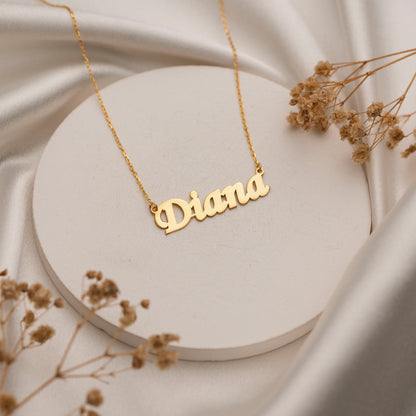 Custom gold name necklace in script lettering – view 2