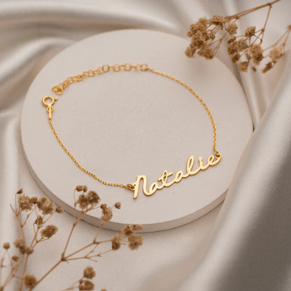 Gold script name bracelet – view 3