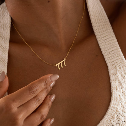 Gold Angel Number necklace front view