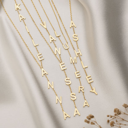 Personalized letter drop necklace pendant detail