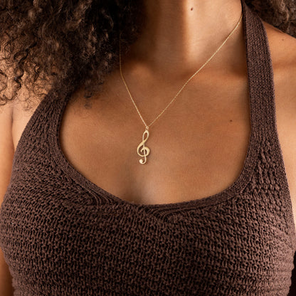 Rose Gold treble clef necklace for women