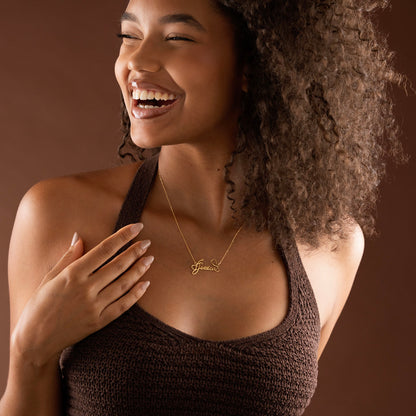Name necklace available in three finishes