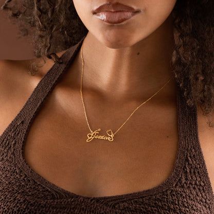 Silver custom name necklace on delicate chain