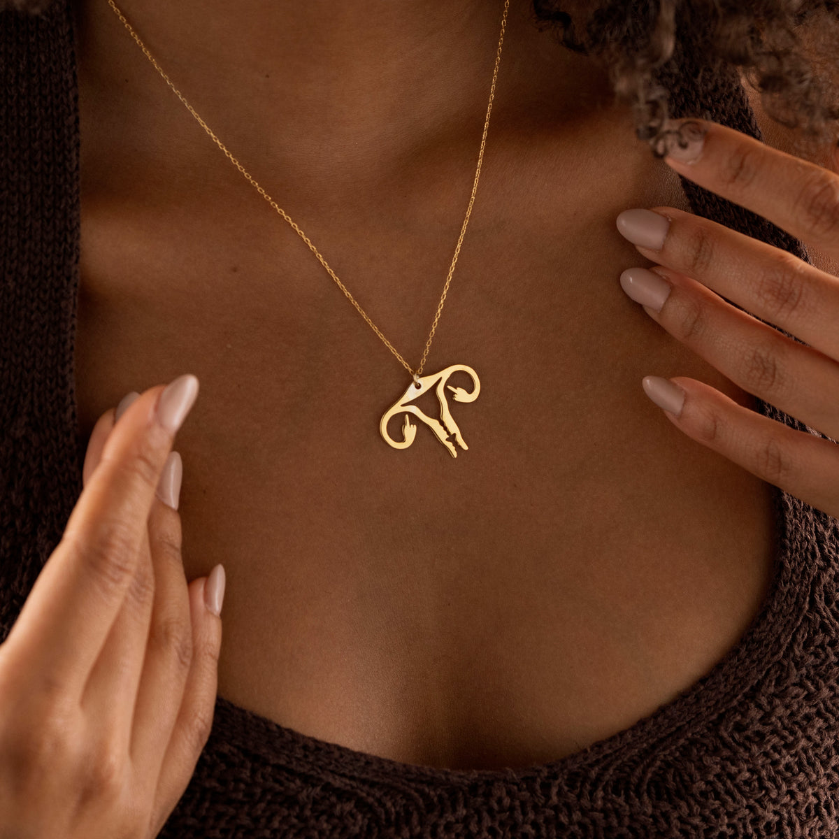 Uterus necklace with anatomical symbol pendant