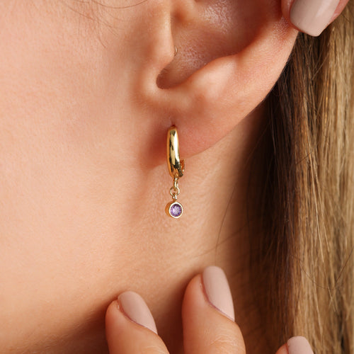 Birthstone huggie hoop earrings