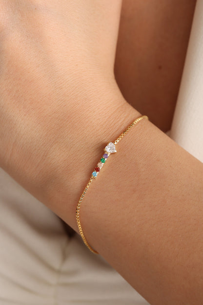 Personalized family birthstone bracelet close up