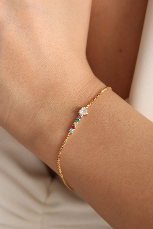 Personalized family birthstone bracelet close up