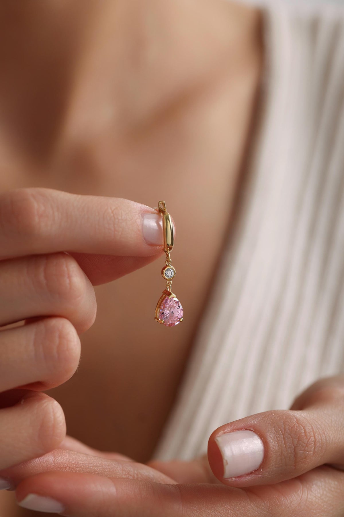 Teardrop birthstone earrings