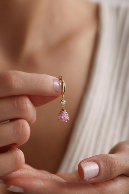Teardrop birthstone earrings
