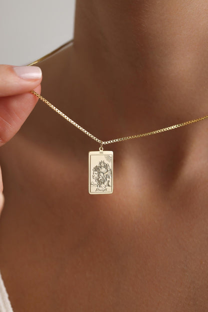 Tarot card pendant close up
