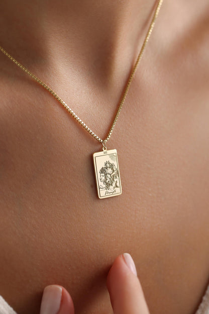 Tarot card necklace worn