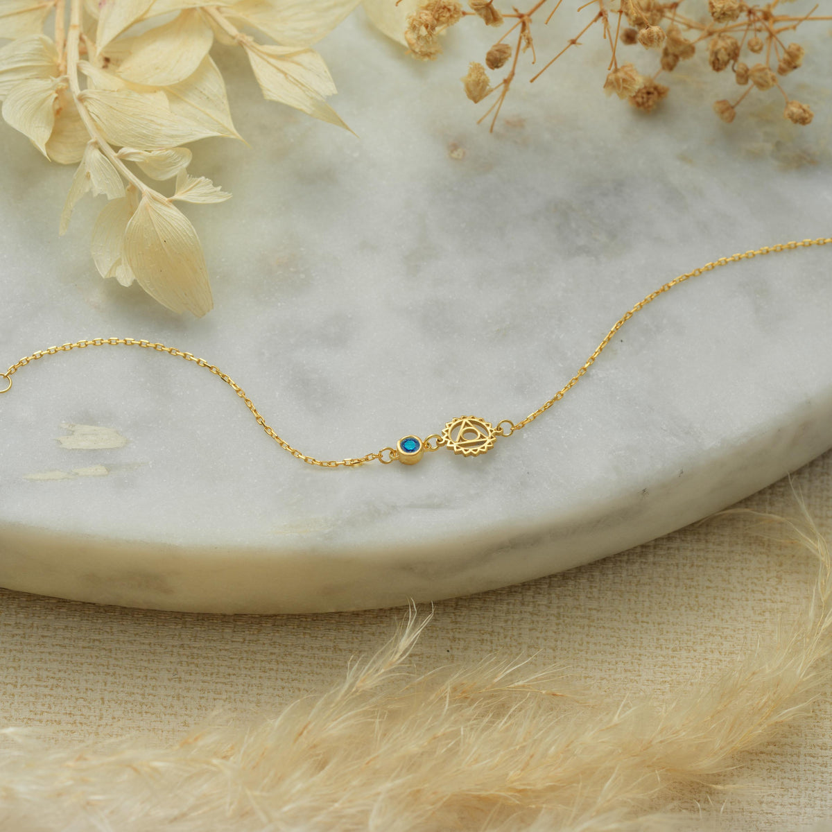 Seven stone chakra bracelet laid flat
