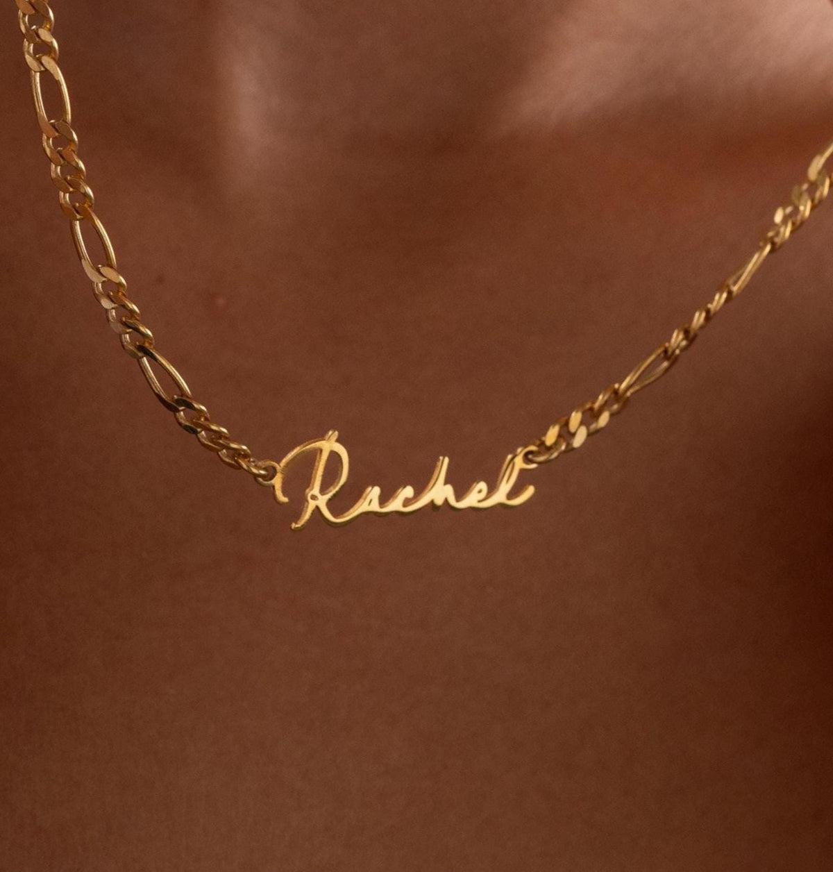 Personalized name necklace on a paperclip chain