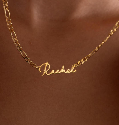 Personalized name necklace on a paperclip chain