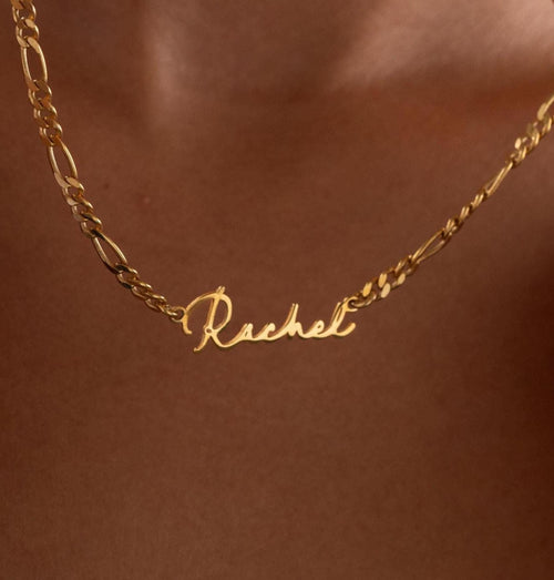 Personalized name necklace on a paperclip chain
