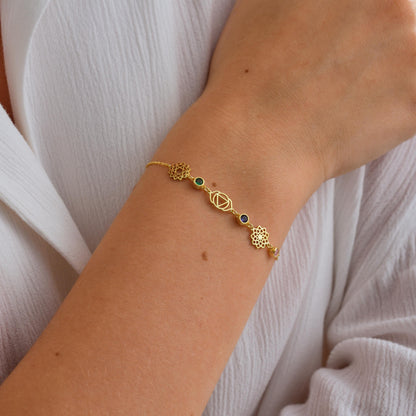 Dainty chakra chain bracelet close up