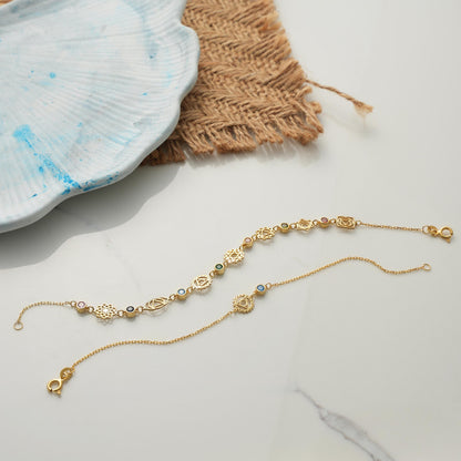 Chakra balance bracelet styled flat lay