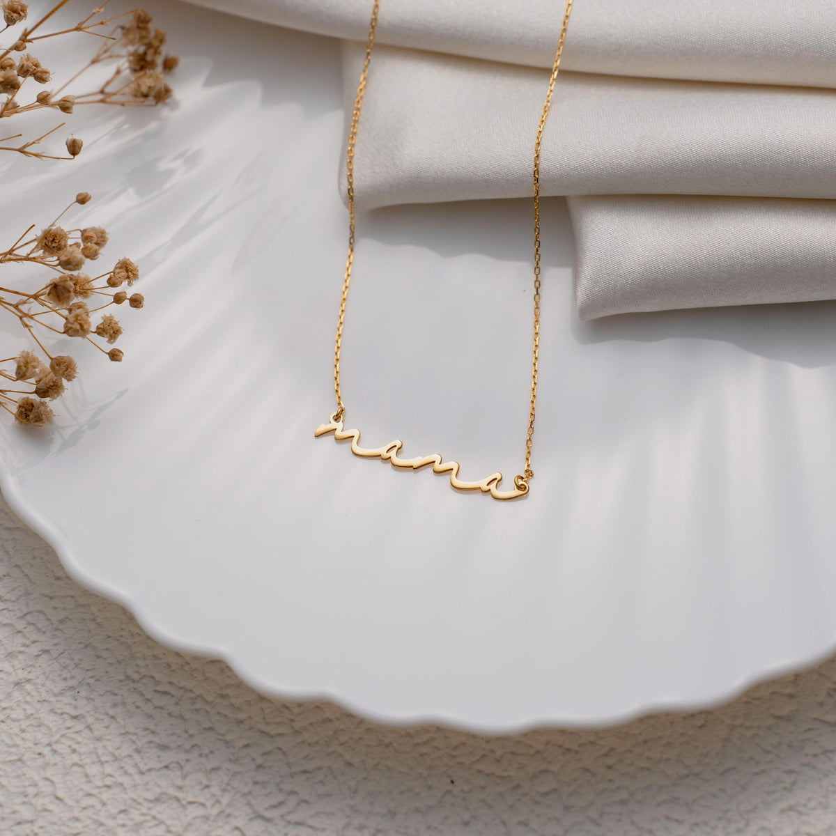 Mama necklace styled as a gift for mom