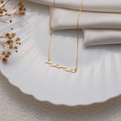 Mama necklace styled as a gift for mom