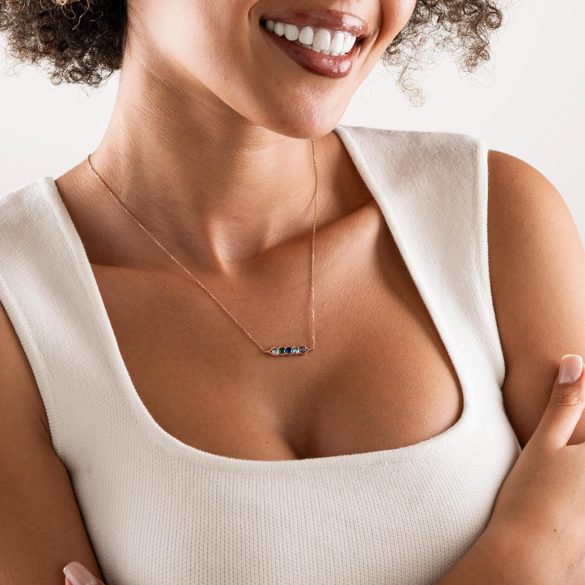 Custom family birthstone pendant detail