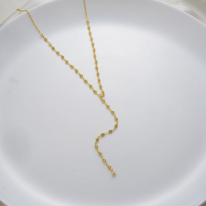 Lariat necklace in gold plated finish
