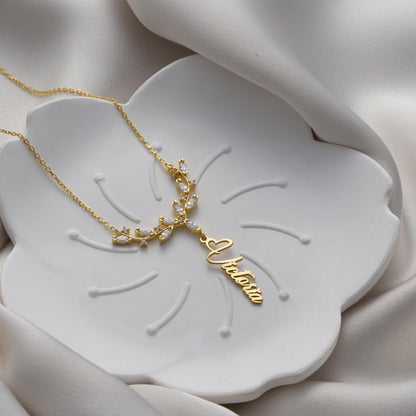 Antler initial necklace in gold plated finish